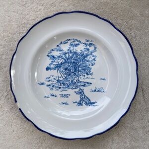 Vintage Disney Winnie the Pooh Blue Toile Stoneware Salad plate Tigger’s house